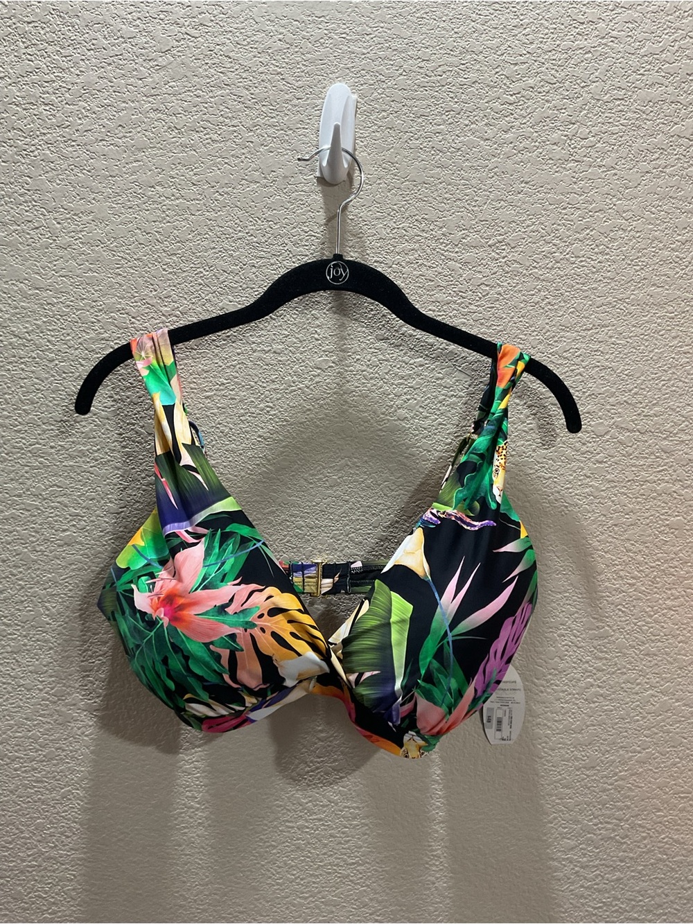 Underwire Tropical Bikini Top - Black Multi